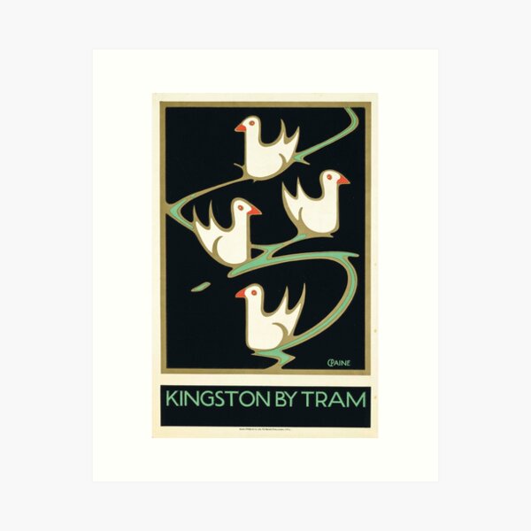 Item preview, 1921 Art Nouveau Illustration - Kingston By Tram designed and sold by heycoolsticker.