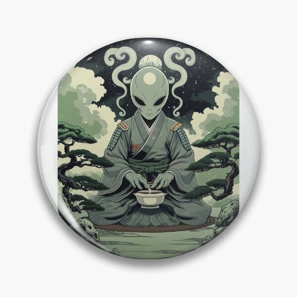Artikelvorschau, Außerirdische Samurai-Teezeremonie-Kunst, einzigartige Grafik, futuristisches Zen-Design entworfen und verkauft von fenrirwulf68.