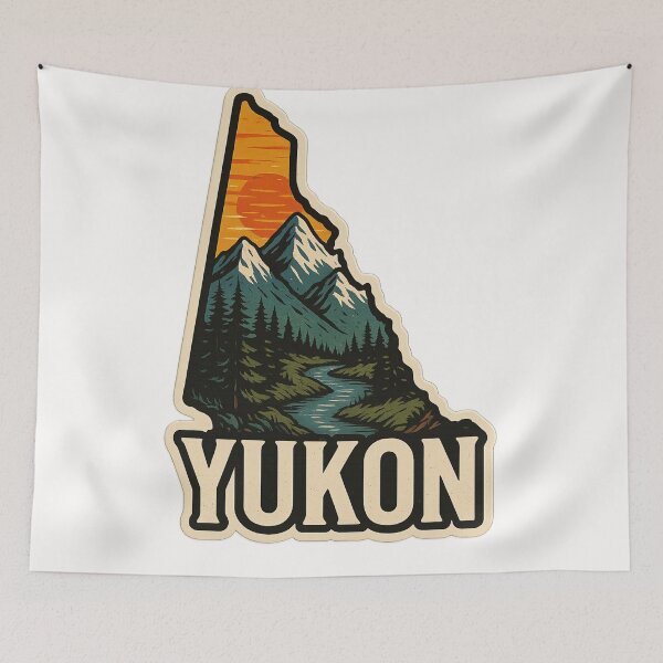 Item preview, Yukon Territory River and Snowy Peaks Emblem Canada designed and sold by Places On Earth.