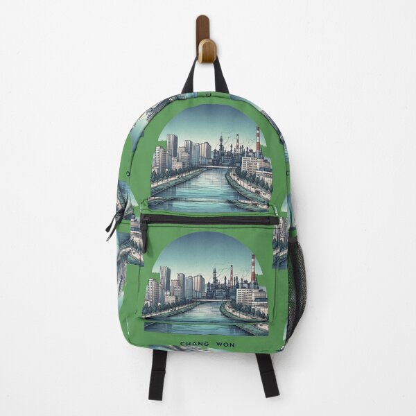Item preview, Changwon Industrial Complex – Minimalist Retro Watercolor Cityscape Sticker, designed and sold by PaintMeWorld.
