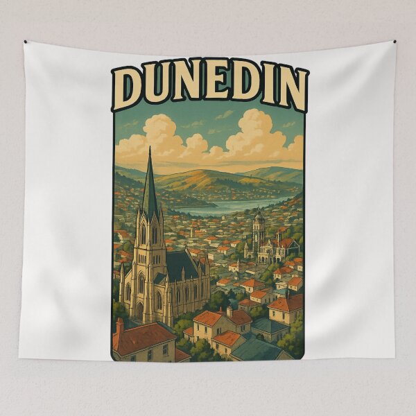 Item preview, Dunedin New Zealand Cathedral and Harbor Hills designed and sold by Places On Earth.