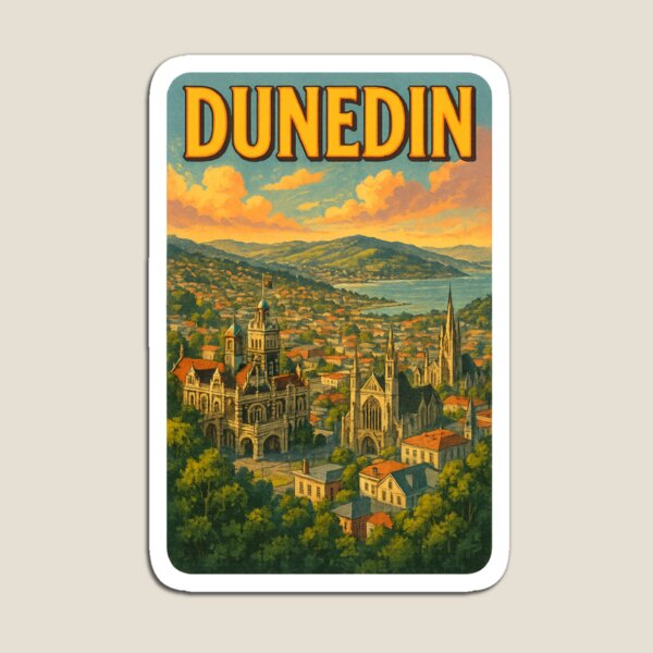 Aperçu de l'œuvre Vue aérienne de Dunedin et de la péninsule d'Otago créée et vendue par Places On Earth.