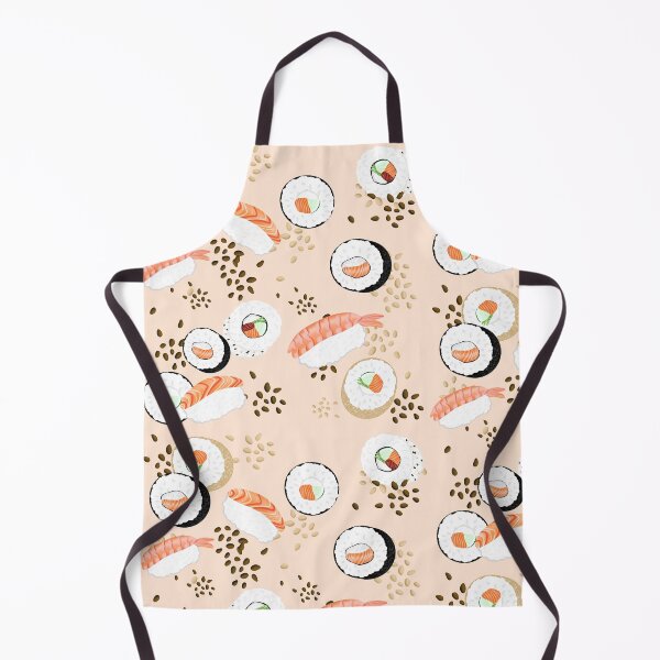 Item preview, Cute sushi pattern, in different variations, with sesame, salmon, cucumber, in the colors brown, black, red, orange and green designed and sold by katecheerycake.