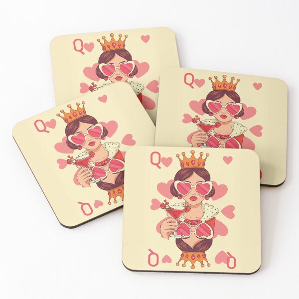 Item preview, Queen of Hearts - Retro Glam with Cocktail and Heart Glasses designed and sold by -DEEWOLF-.
