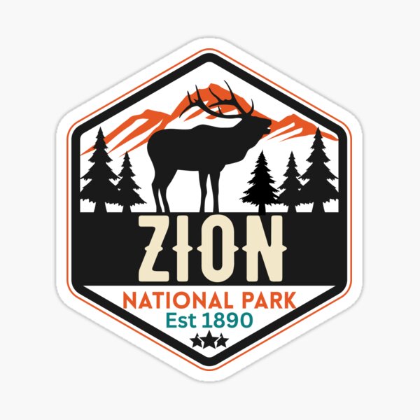 Vista previa del artículo con la obra «Pegatina clásica para camiseta del parque estatal nacional Zion», diseñado y vendido por ThinkNatural.
