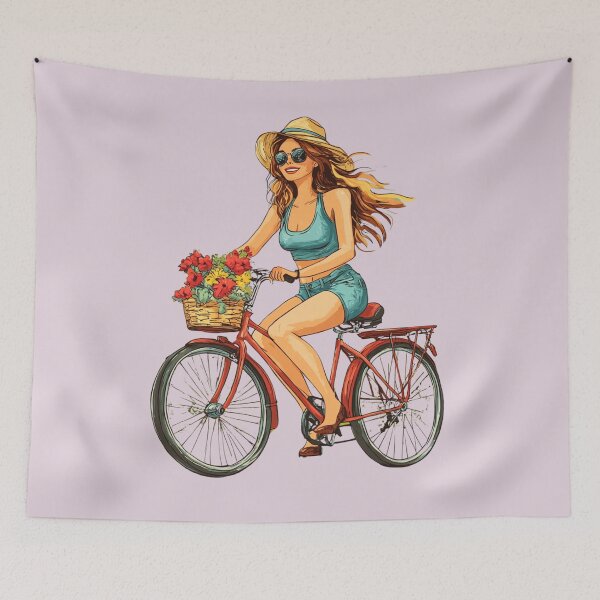 Item preview, Girl riding a bycicle  designed and sold by Sketch-Shack.