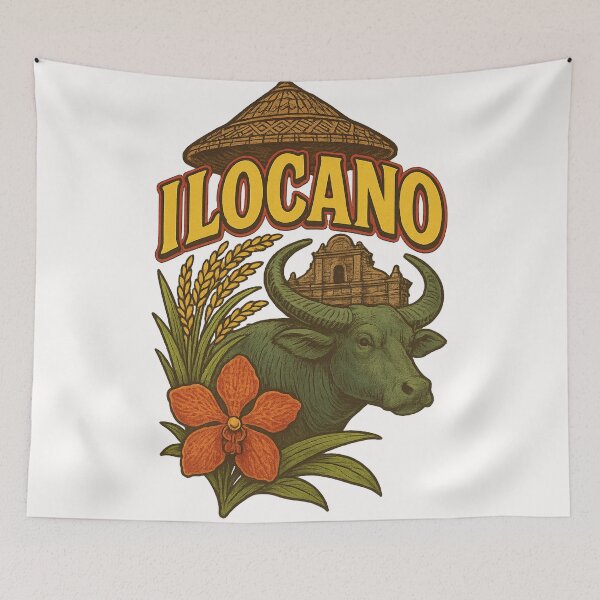 Item preview, Ilocano Carabao and Colonial Church Cultural Illustration designed and sold by Places On Earth.