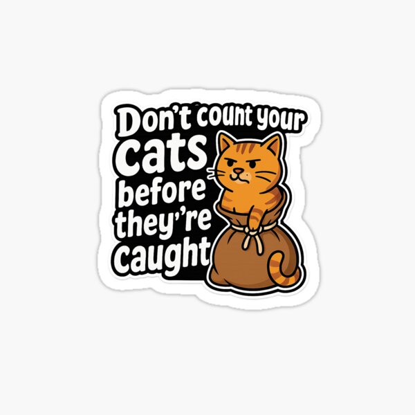 Item preview, Don’t Count Your Cats Before They’re Caught – Funny Cat Meme designed and sold by GinnyArt13.