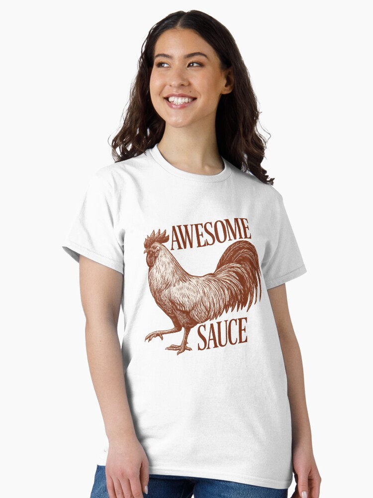 Aperçu 2 sur 7. T-shirt classique avec l'œuvre T-shirt Awesome Sauce Rooster – Humour tactique pour le comptable moderne créée et vendue par damiang.