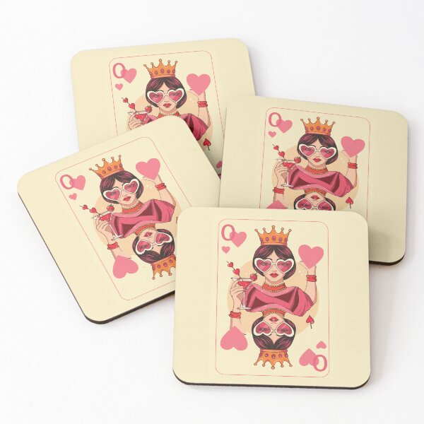 Item preview, Queen of Hearts - Retro Glam with Cocktail and Heart Glasses designed and sold by -DEEWOLF-.
