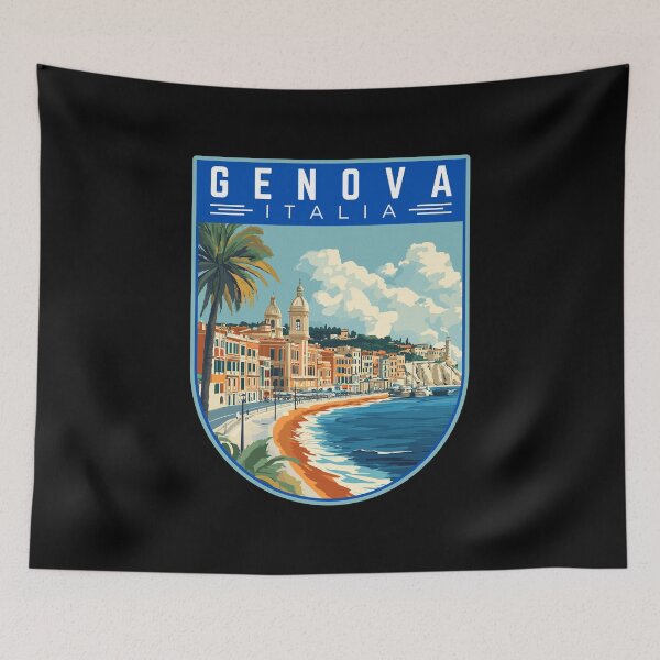 Item preview, Genova in Liguria Italy Retro Travel Art Emblem designed and sold by MaateoDesign.