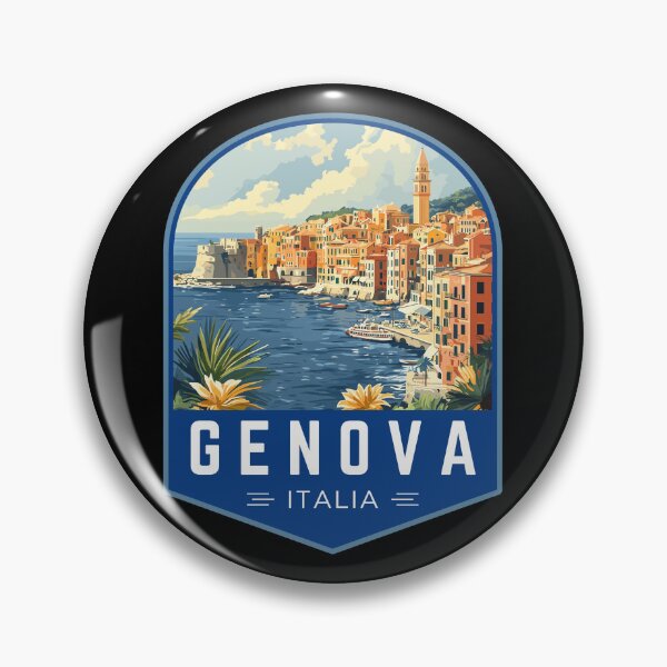Item preview, Genova in Liguria Italy Vintage Travel Art Badge designed and sold by MaateoDesign.