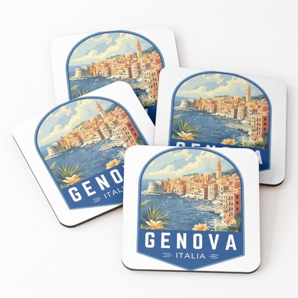 Item preview, Genova in Liguria Italy Vintage Travel Art Badge designed and sold by MaateoDesign.