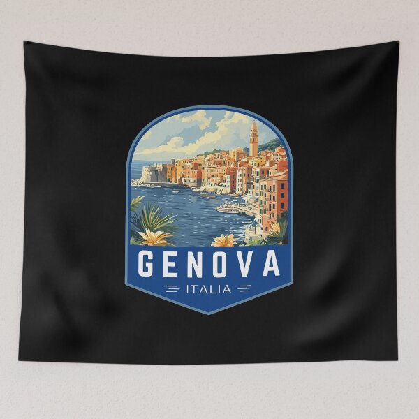 Item preview, Genova in Liguria Italy Vintage Travel Art Badge designed and sold by MaateoDesign.