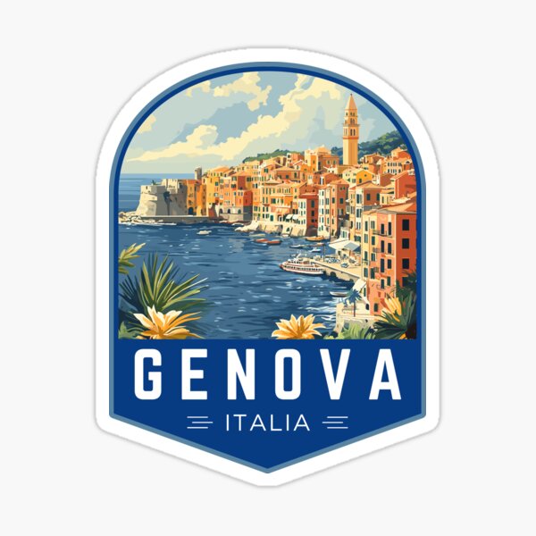 Item preview, Genova in Liguria Italy Vintage Travel Art Badge designed and sold by MaateoDesign.