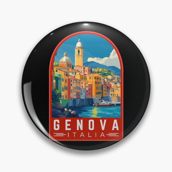Item preview, Genova in Liguria Italy Vintage Travel Art Emblem designed and sold by MaateoDesign.