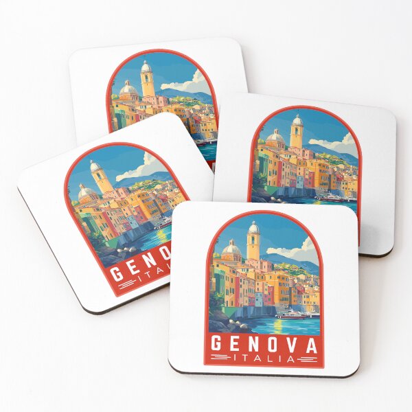 Item preview, Genova in Liguria Italy Vintage Travel Art Emblem designed and sold by MaateoDesign.