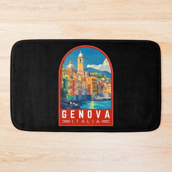Item preview, Genova in Liguria Italy Vintage Travel Art Emblem designed and sold by MaateoDesign.