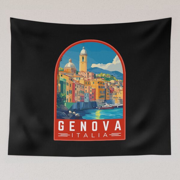 Item preview, Genova in Liguria Italy Vintage Travel Art Emblem designed and sold by MaateoDesign.