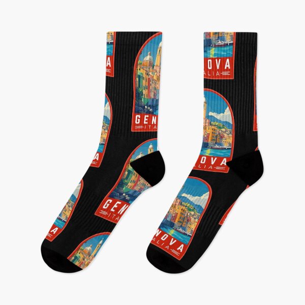 Item preview, Genova in Liguria Italy Vintage Travel Art Emblem designed and sold by MaateoDesign.