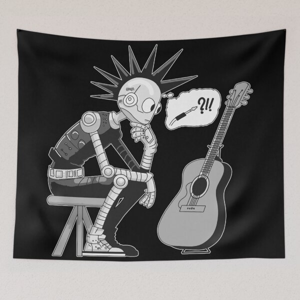 Item preview, Confused Music Robot (black and white) designed and sold by JoseloRochaArt.