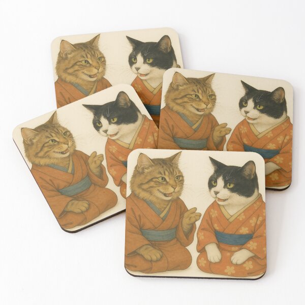 Item preview, Kimono Cats in Conversation – Whiskered Wisdom and Warmth designed and sold by Zen Cat Studio.