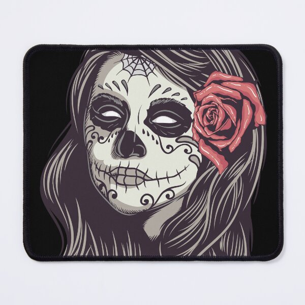 Item preview, Day of the Dead Sugar Skull Woman with Rose – Dia de los Muertos Mexican Heritage Art designed and sold by Design Atlas.
