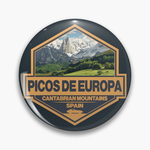 Item preview, Picos de Europa Spain Travel Art Badge designed and sold by KrisSidDesigns.