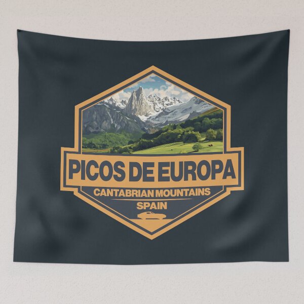 Item preview, Picos de Europa Spain Travel Art Badge designed and sold by KrisSidDesigns.