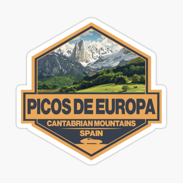 Aperçu de l'œuvre Badge Art de voyage Picos de Europa Espagne créée et vendue par KrisSidDesigns.