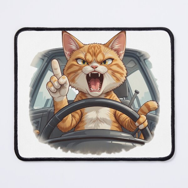 Item preview, Furious Driving Cat Cartoon Design designed and sold by latelierdechris.