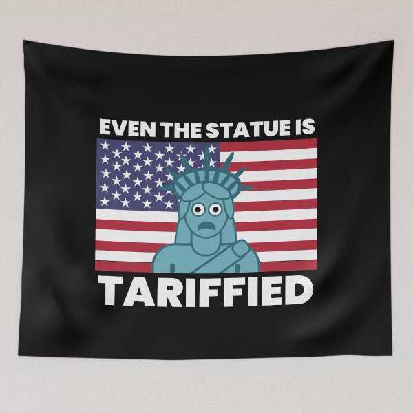 Item preview, Even The Statue Is Tariffied - Funny Political Statue of Liberty Pun designed and sold by Sunserize Designs.