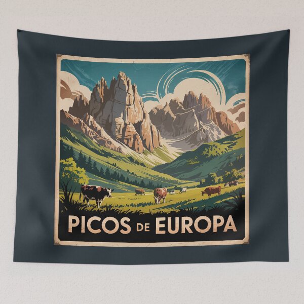 Item preview, Picos de Europa Spain Illustration Travel Badge designed and sold by KrisSidDesigns.