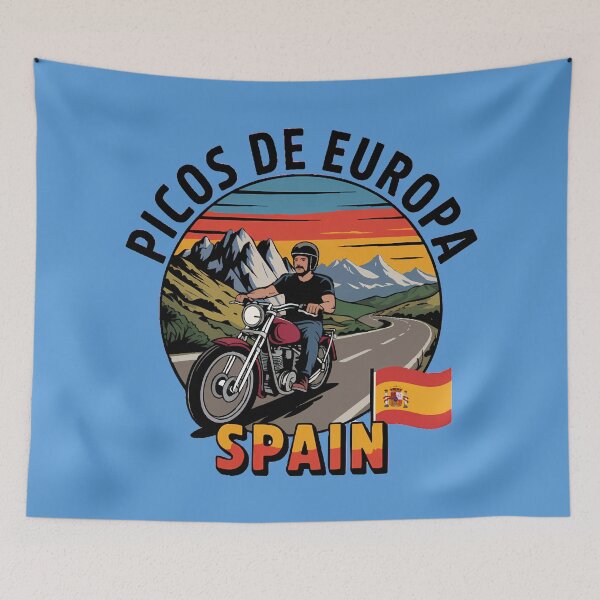 Item preview, Picos de Europa Spain Retro Illustration Travel Emblem designed and sold by KrisSidDesigns.