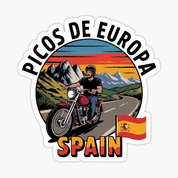 Aperçu de l'œuvre Picos de Europa Espagne Illustration rétro Emblème de voyage créée et vendue par KrisSidDesigns.