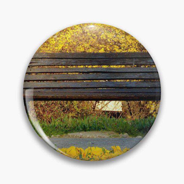 Item preview, Spring Whispers – Empty Bench in a Yellow Blooming Paradise designed and sold by branaghbel.