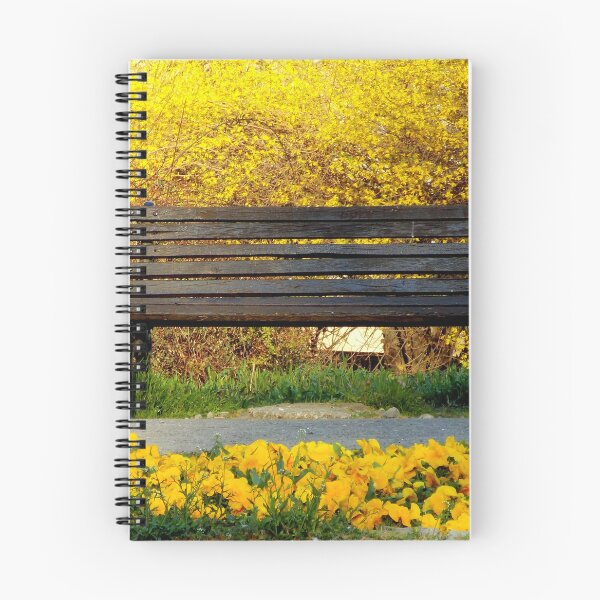 Item preview, Spring Whispers – Empty Bench in a Yellow Blooming Paradise designed and sold by branaghbel.