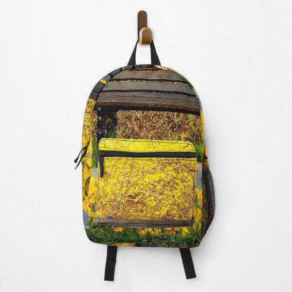 Item preview, Spring Whispers – Empty Bench in a Yellow Blooming Paradise designed and sold by branaghbel.