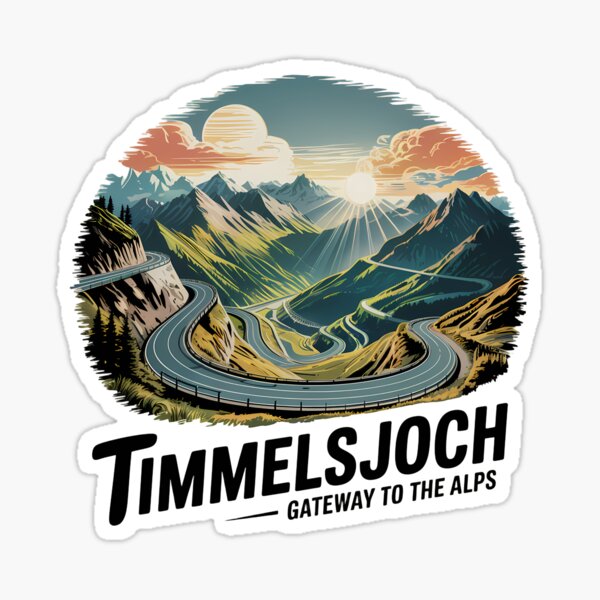 Artikel-Vorschau von Timmelsjoch, Österreich, Italien, Retro-Illustration, Reise-Emblem, designt und verkauft von KrisSidDesigns.