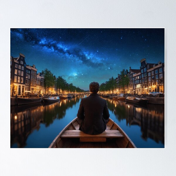 Artikelvorschau, Blaue Nacht in Amsterdam entworfen und verkauft von StaryPosters.