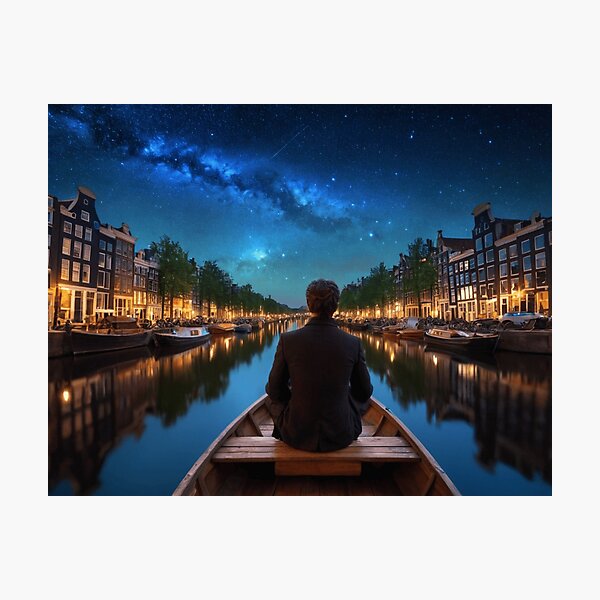 Item preview, Blue night in Amsterdam designed and sold by StaryPosters.