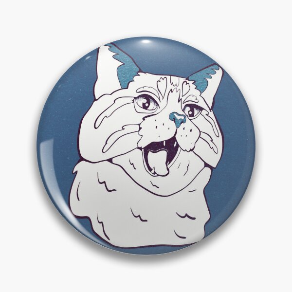 Item preview, blue yawning cat designed and sold by crestfallenmermaid.