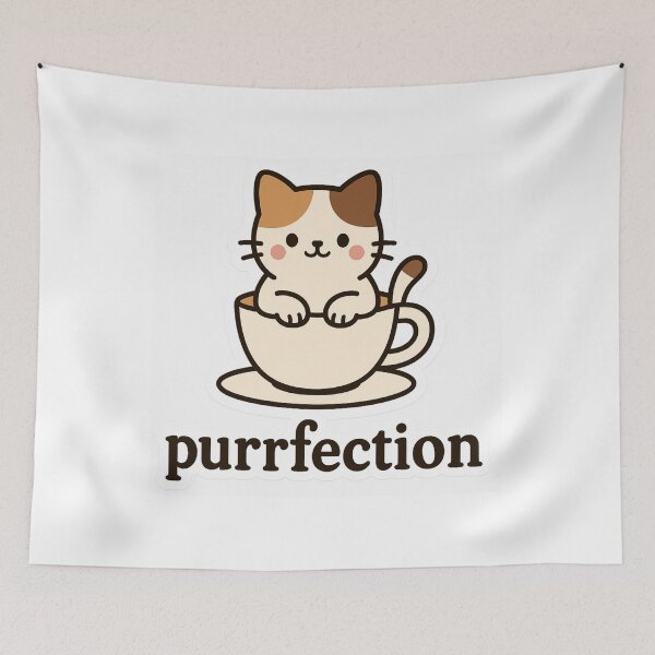 Aperçu de l'œuvre Purrfection – Adorable chat calico dans une tasse de thé créée et vendue par JaRkowsky.