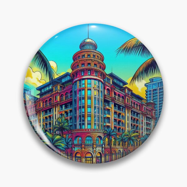 Item preview, Honolulu City Comic Design – Tropical AI Artwork for Clothing, Accessories & Vibrant Urban Vacation-Inspired Fashion designed and sold by knalpot-design.