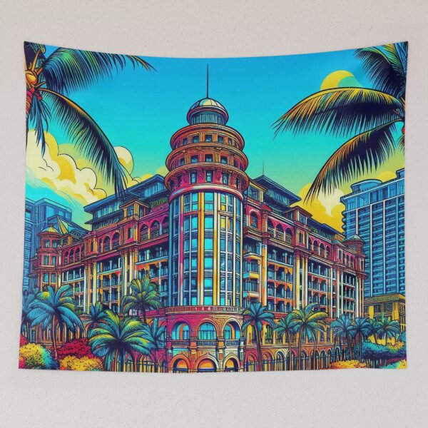 Item preview, Honolulu City Comic Design – Tropical AI Artwork for Clothing, Accessories & Vibrant Urban Vacation-Inspired Fashion designed and sold by knalpot-design.