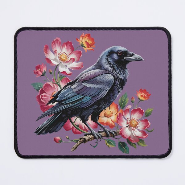 Item preview, Mystical Raven with Roses and Midnight Feathers designed and sold by BirdsnStuff.