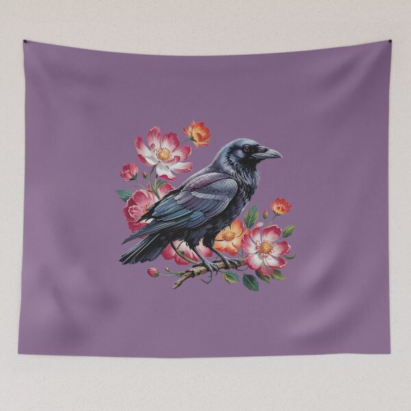 Item preview, Mystical Raven with Roses and Midnight Feathers  designed and sold by BirdsnStuff.