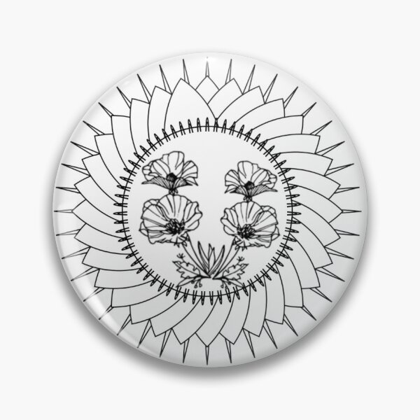 Item preview, Poppies in Sunburst Frame, B/W designed and sold by CarolBeeDesigns.