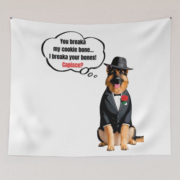 Item preview, German Shepherd Mafia Boss – Funny Cookie Bone Protector Dog Art designed and sold by Fredster1966.