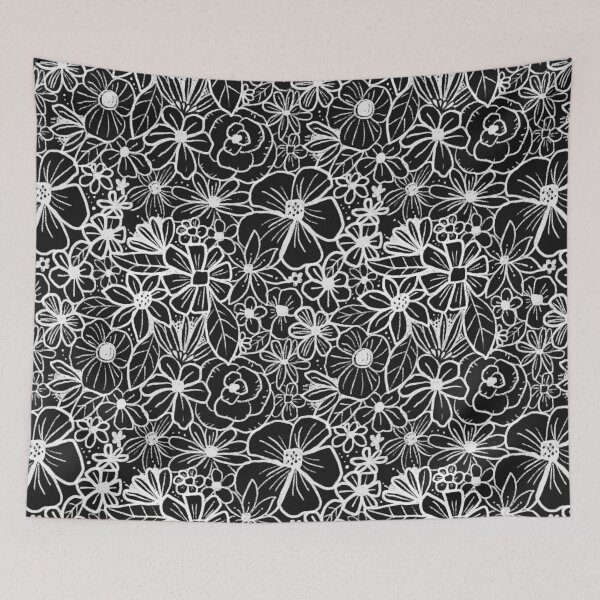 Item preview, Chalkboard Flowers Black and White designed and sold by Stephanie McRae.